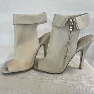 Cream open toe booties